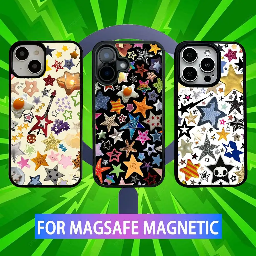 

Fashion Y2k Star Cool Phone Case For iPhone 16,15,14,13,12,11,Pro,Max,Plus,Mini,SE New Magsafe Magnetic Wireless Charging