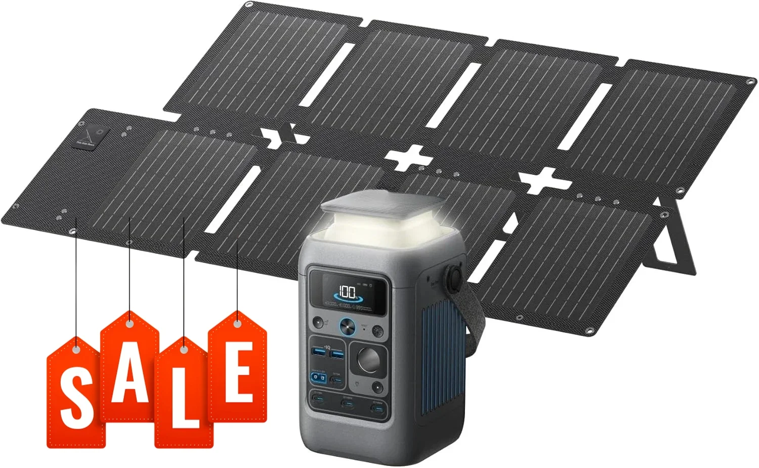 

C300 DC Power Bank Station and 60W Solar Panel, 288Wh Portable Power Station, LiFePO4 Battery, 300W Solar Generator
