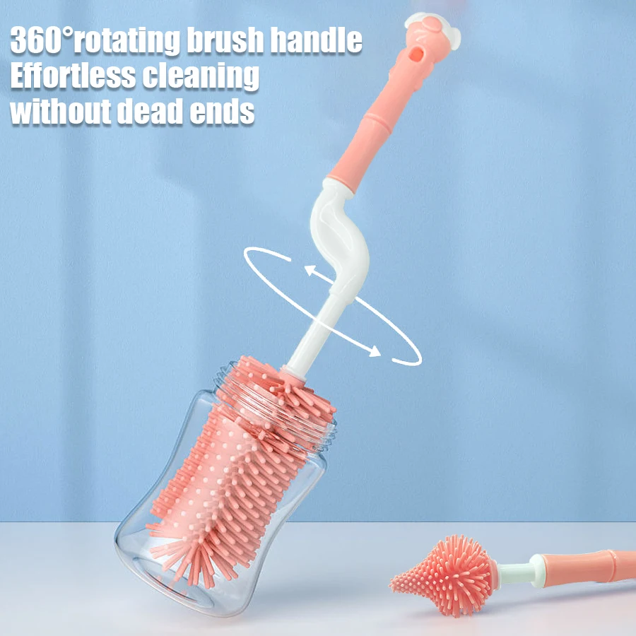 360 Degree Portable Silicone Cleaning Brush Set - Soft polypropylene handles for gentle scrubbing and easy cleaning,space saving