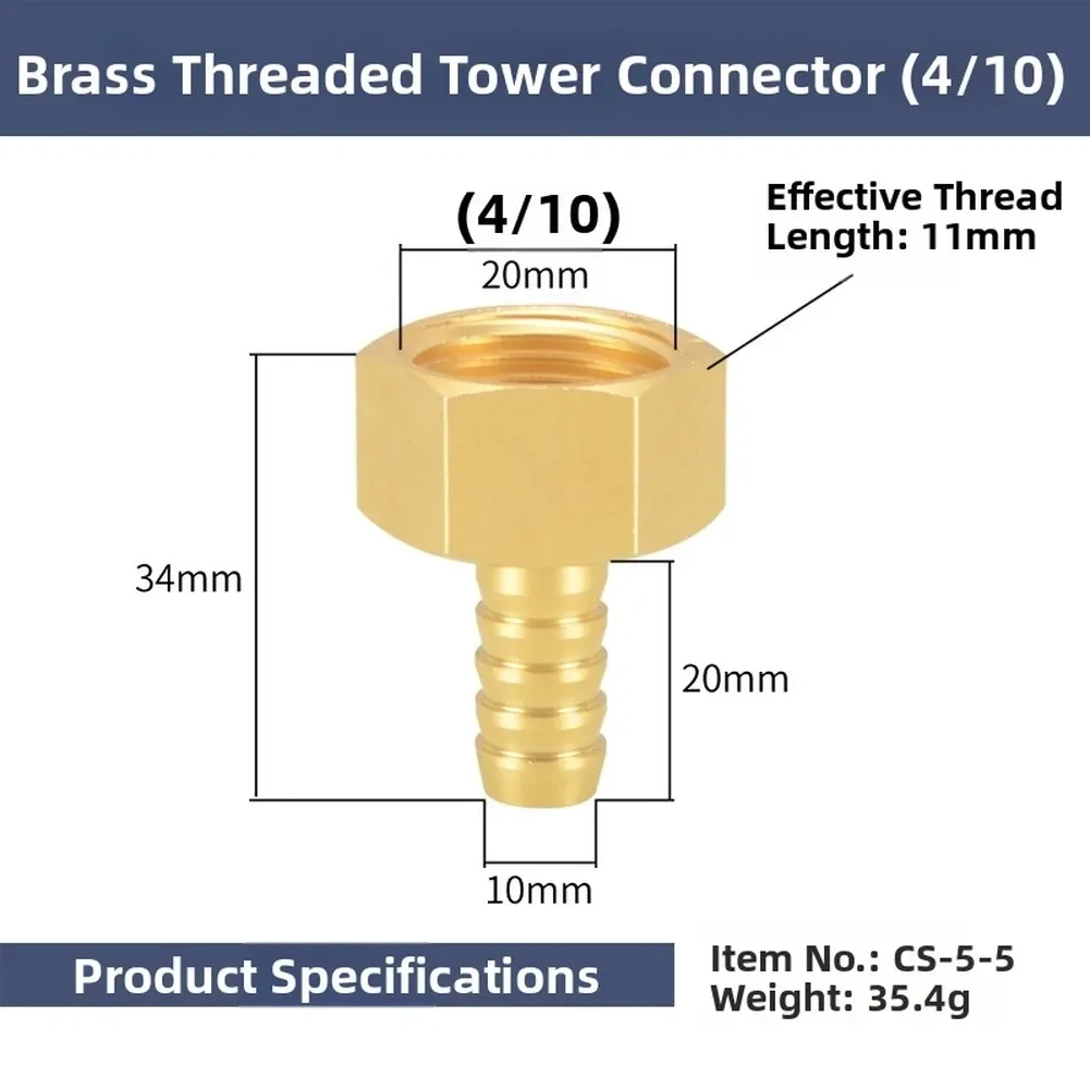 Brass Barb Fittings 6pcs Female Threaded for 6mm to 16mm Tubing Compatible with Water Irrigation and Low Pressure Gas