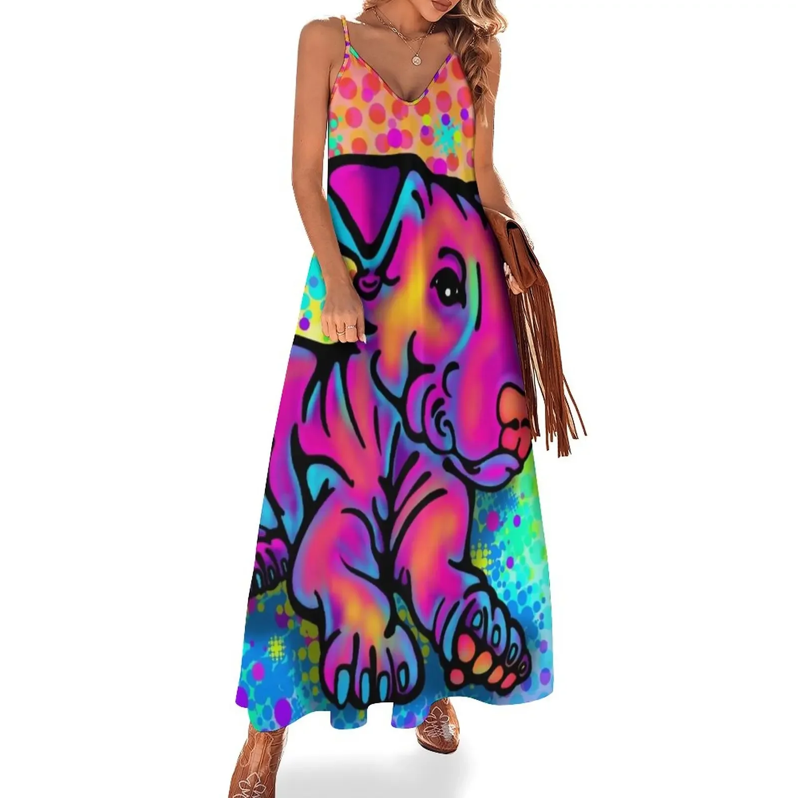 

Colour Splashed Bull Terrier Sleeveless Dress luxury evening dresses 2025 dress for women 2025