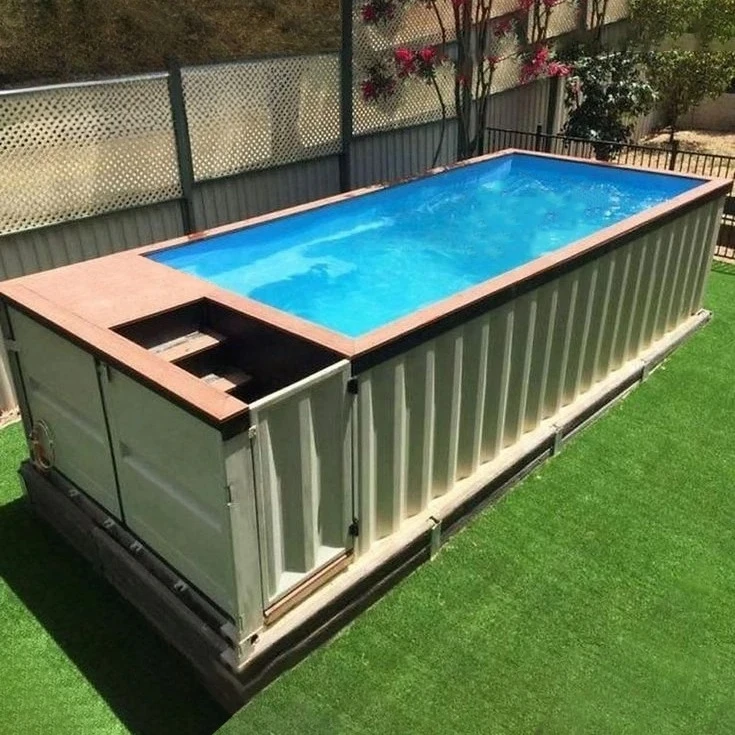 New Wholesale Container Swimming Pool 20ft Home Family Small Fiberglass Outdoor Swimming Pool Customized Size Backyard Swimming