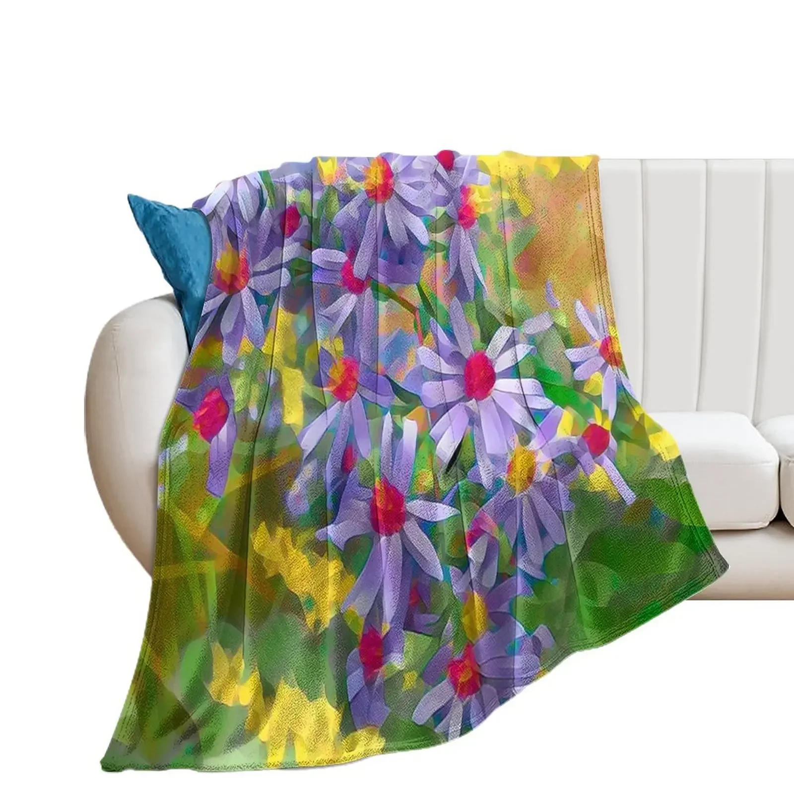 Mother Nature's Bouquet, Impression, Organic Arrangement of Native Flowers Throw Blanket Designers Luxury St Blankets