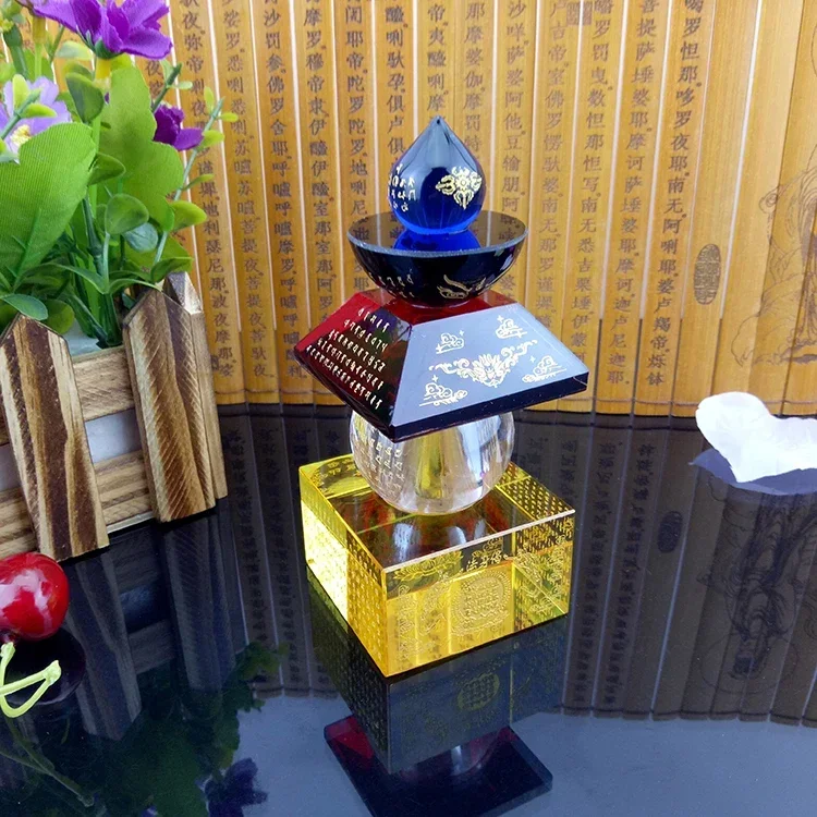 Home furnishings Crystal relics tower Home Offering Colorful Treasure Box Seal Dharani Bodhi Pagoda Five Wheel Pagoda Feng Shui