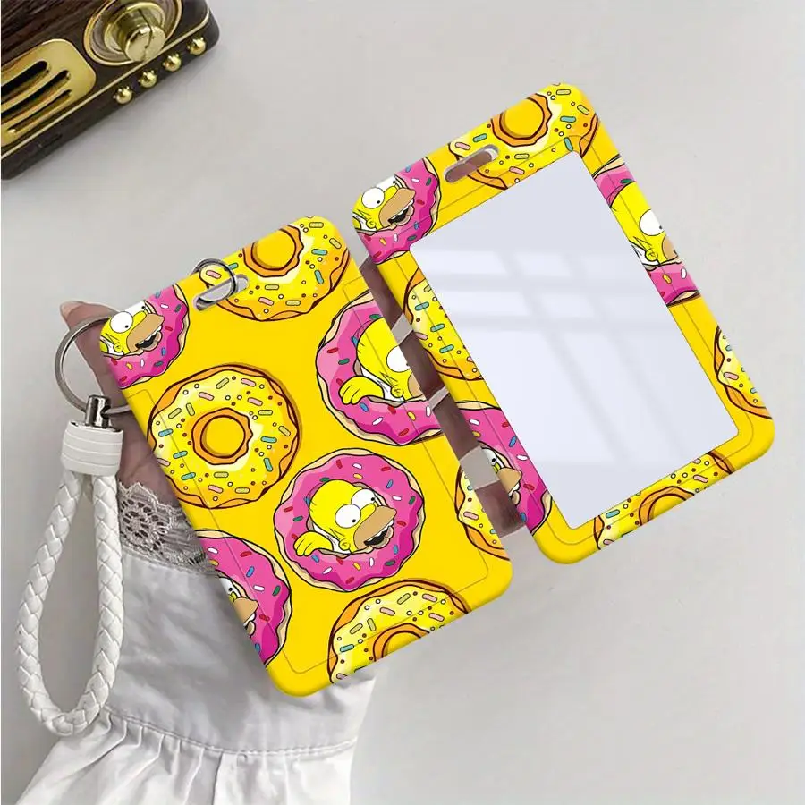 Cover Case 1Pc Card Holder Retractable Credit Card Holders Holders Child Bus with lanyard Bank ID Badge H-Homer S-SimpsonsS-
