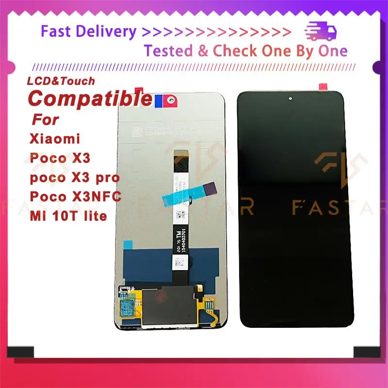 

6.67"Original For Xiaomi Poco X3 X3Pro NFC Mi10T Lite LCD Display Digitizer Assembly Replacement Screen 10T Lite Poco x3 Pro lcd