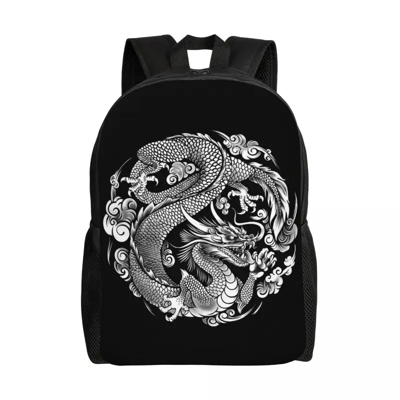 Mochila de estilo asiático con dragón chino para hombre y mujer, morral impermeable con estampado de Arte de tatuaje, mitología tradicional, escuela y Universidad