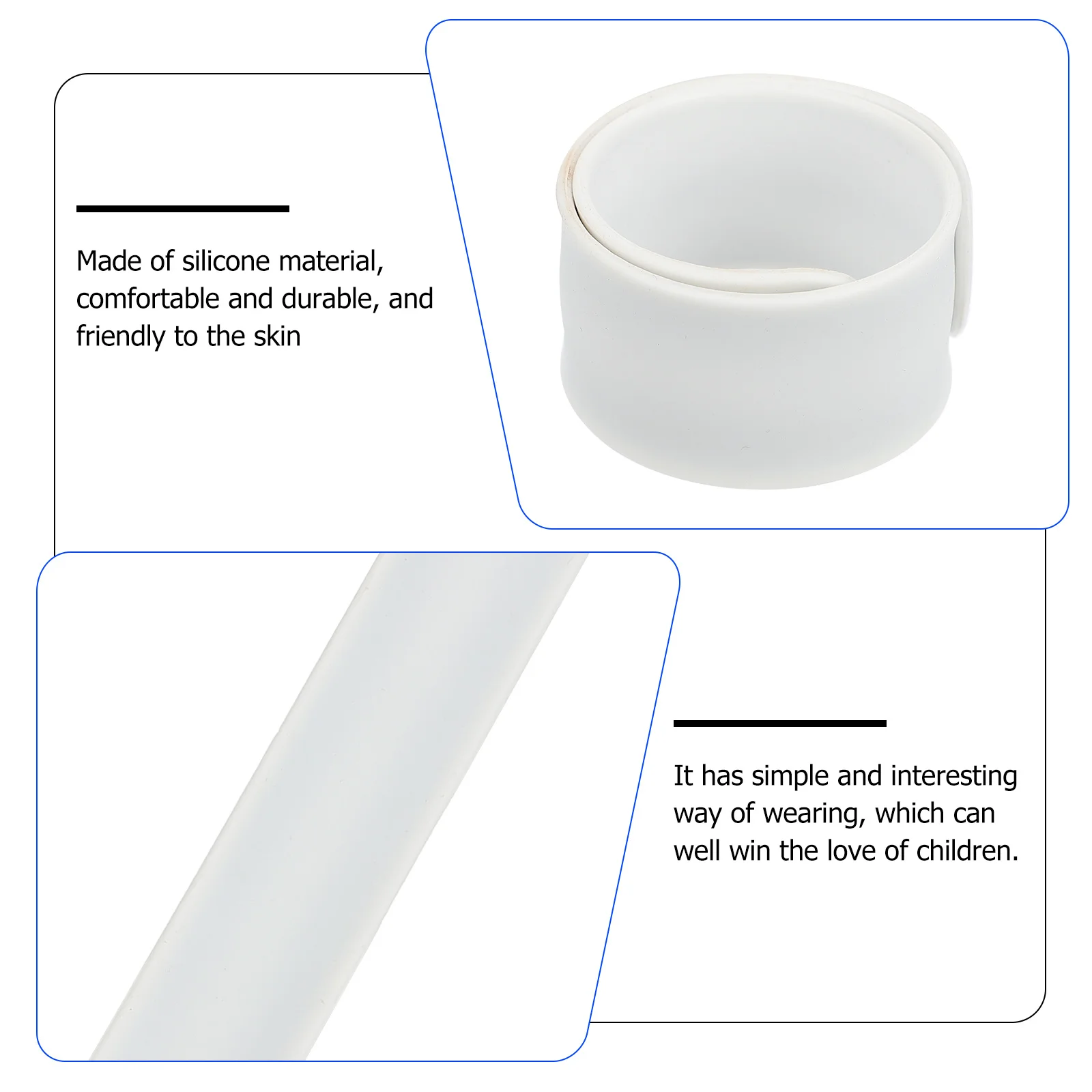 

12 Pcs Kids Gifts Child Slap Bracelet Birthday Party Favor Bracelets Bands White Snap Favors