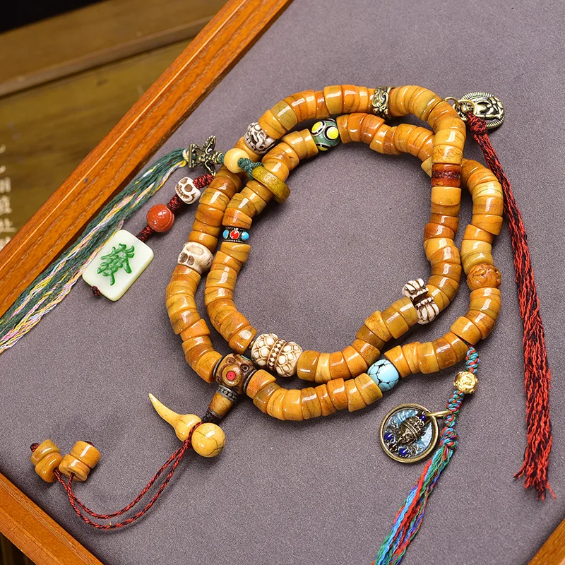 Bovine Bone Tibetan Style Large Intestine Buddhist Prayer Beads Men and Women Bracelet Fashion Versatile