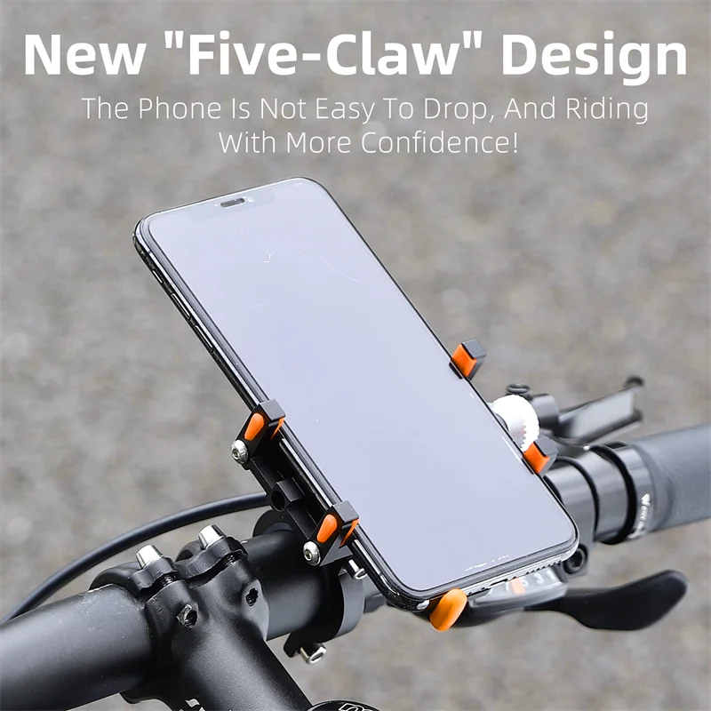 WEST BIKING Bicycle Mobile Phone Holder 360° Rotatable  Aluminum Alloy Phone Holder Five Claws Adjustable MTB Road Bike Bracket