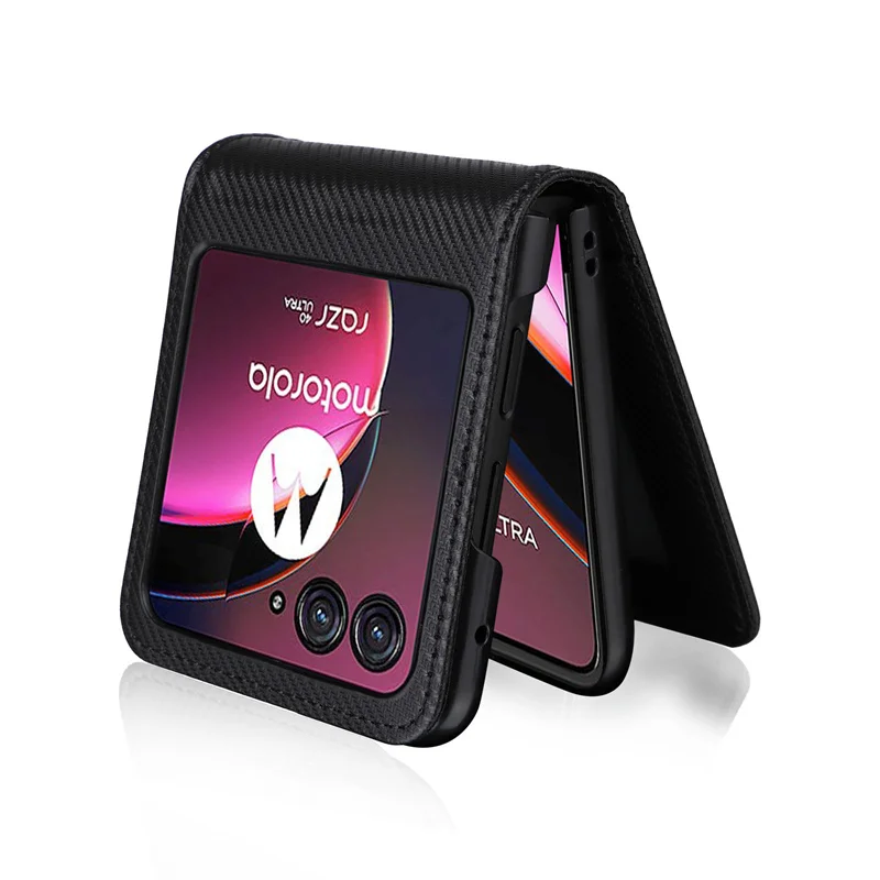 New Style For Motorola Razr 40 Ultra Case Cover Carbon Fiber Wallet Leather Flip Multi-card slot Cover For Moto Razr+ Plus 2023