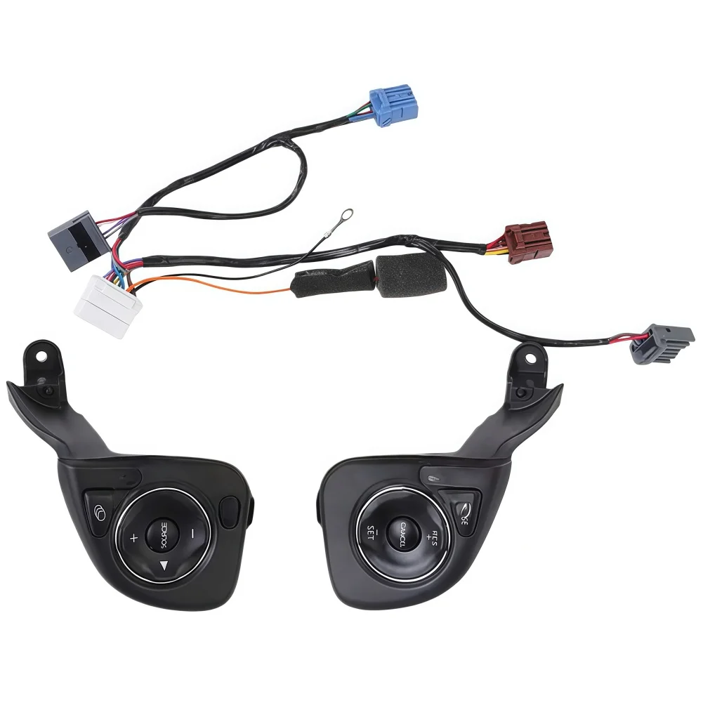 Cruise Button Black Steering Switch ABS Plastic Push Button Flush Mount Normally Open 4-way Circuit Screw Terminal