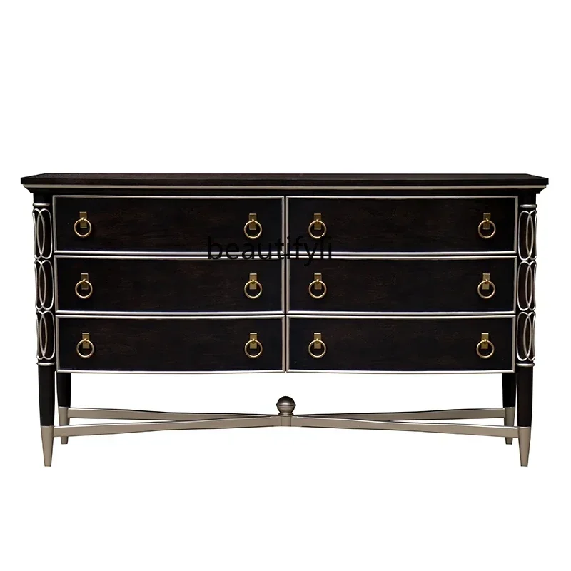 SS ss7486 American light luxury solid wood living room six chest cabinet modern retro entrance cabinet, bedroom dressing cabinet