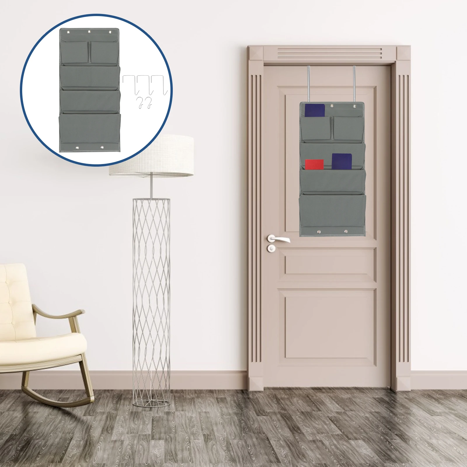 

5 Pockets Door Hanger Storage Bag Cloth ganizer Behind Door Student Use Oxford Fabric Large Capacity Multi Pocket