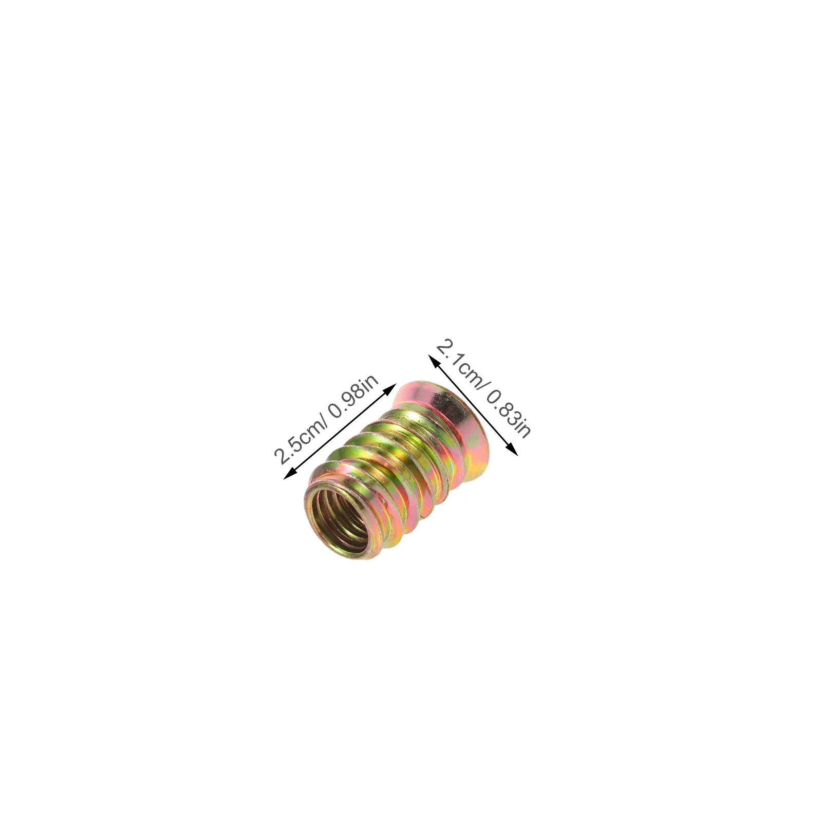 50Pcs Wood Insert Nuts Zinc Coated M10x25 Iron Threaded Fasteners Hex Socket Drive Furniture Repair Inserts for Indoor Outdoor