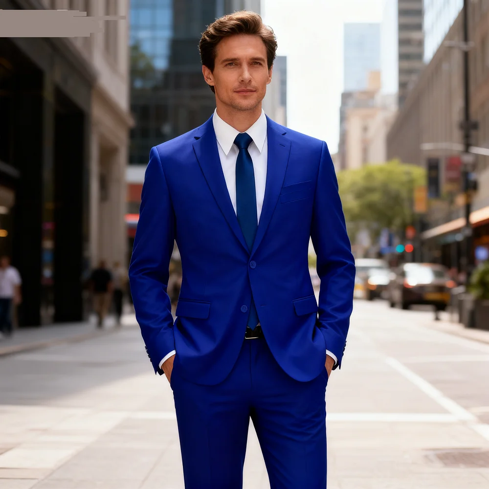 

Men's Smart Casual 2-Piece Wedding Tuxedo Slim Fit Notch Lapel Blazer And Pants Set for Party And Dance Events