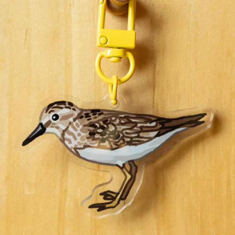 Least Sandpiper Acrylic Keychain Customizable Wildlife Design Bird Themed Carabiner Clip for Keys