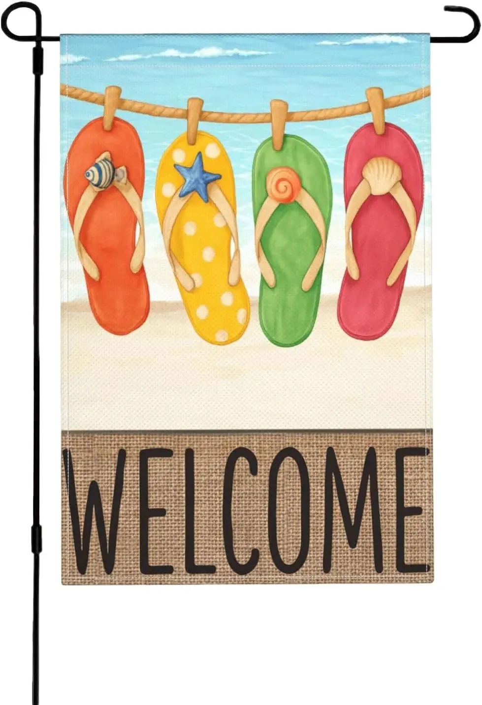 Summer Beach Flip flop Garden Flag,12 x 18 Inch Double Sided Welcome Seasonal Summer Design Burlap Farmhouse Holiday Outdoor zzo