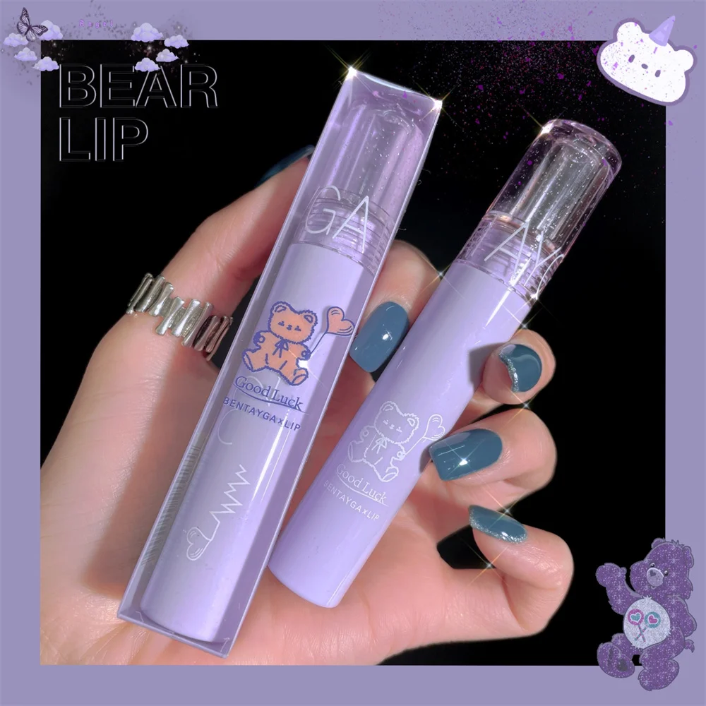 Cute Bear Lip Gloss, Long Lasting Lama Cosméticos, Soft Mist Red Tint, Velvet Matte, Maquiagem Feminina, 1 a 4Pcs