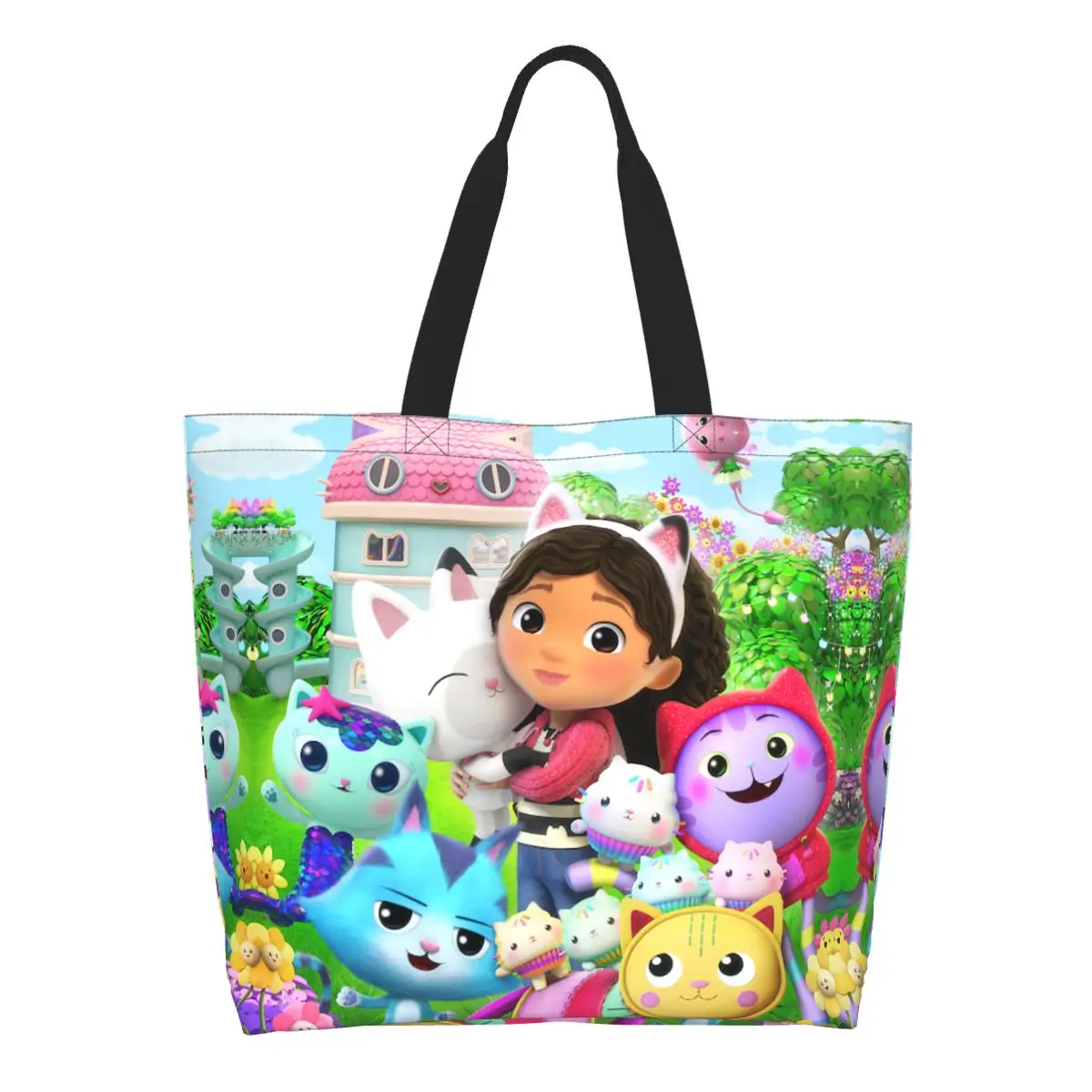 

Custom Recycling Gabbys Dollhouse Gabby Cats Shopping Bag Women Shoulder Canvas Tote Bag Portable Mermaid Grocery Shopper Bags