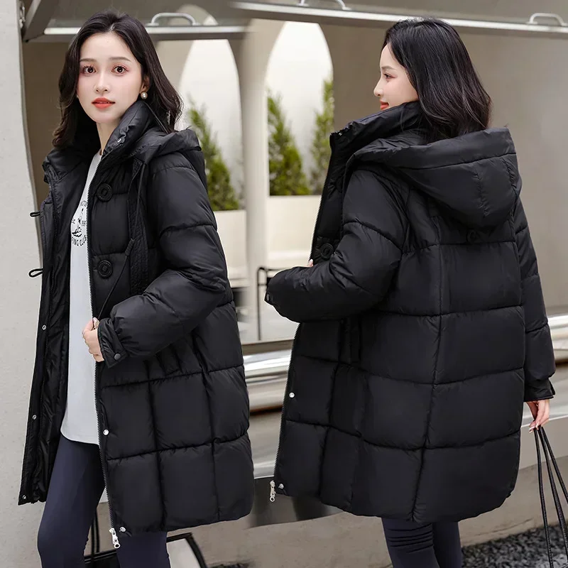 -30 องศาฤดูหนาว Parkas ผู้หญิงลงผ้าฝ้ายเบาะเสื้อแจ็คเก็ตยาว Hooded Overcoat Thicken WARM Streetwear หลวม Outerwear