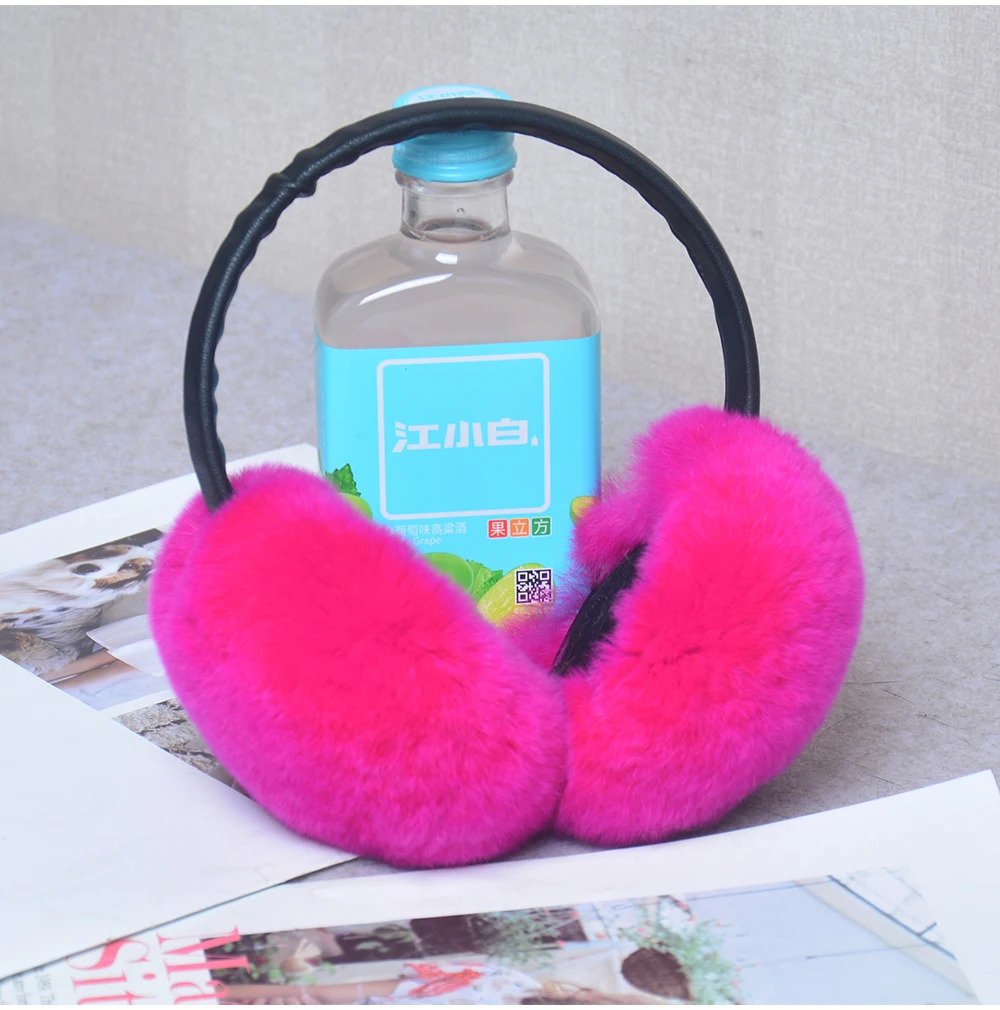 Rex Rabbit Fur Hang Ear Cover Warm Winter Earmuffs Headwear Ear Muffs Fur Earmuffs Cold Ear Warmer Fold Ear Protection Headband