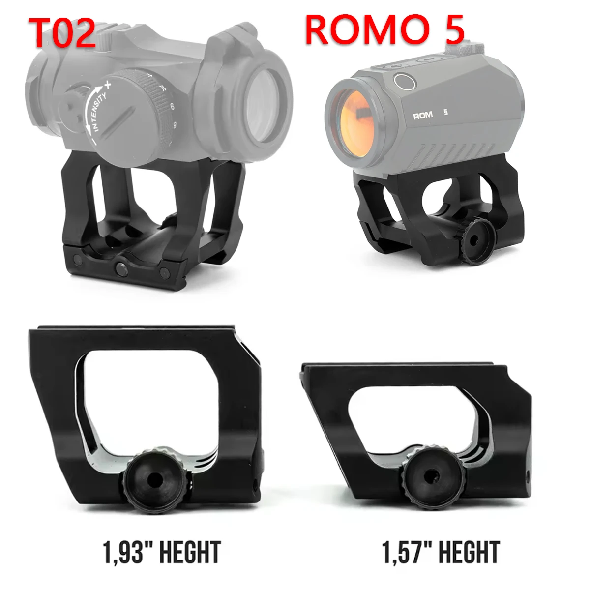 

1.57" 1.93 Inch Aluminum T02 Scope Mount for Remo 5 T02 Red Dot Sight Easy Installation Adjustable Quick Detach Scope Mount