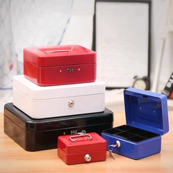 Metal Safe Box Cash Organizer Portable Cash Register Money Box Drawer With Key Password Cute Piggy Bank Jewelry Valuables Storag