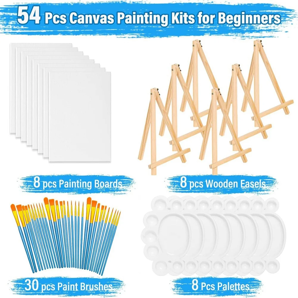 قماش مطور مع مجموعة الحامل، لوحات قماش مع الحامل الخشبي، فرش الطلاء قماش لوحة اللوحة عدة للحرف الفنية #3