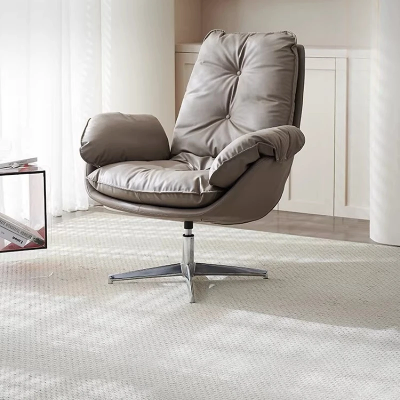 

Leather single sofa light luxury leisure chair living room bedroom lazy sofa single chair