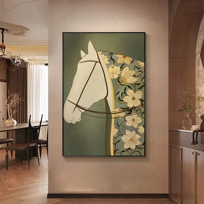 Medieval Nanyang style living room decorative painting, green sofa background wall mural