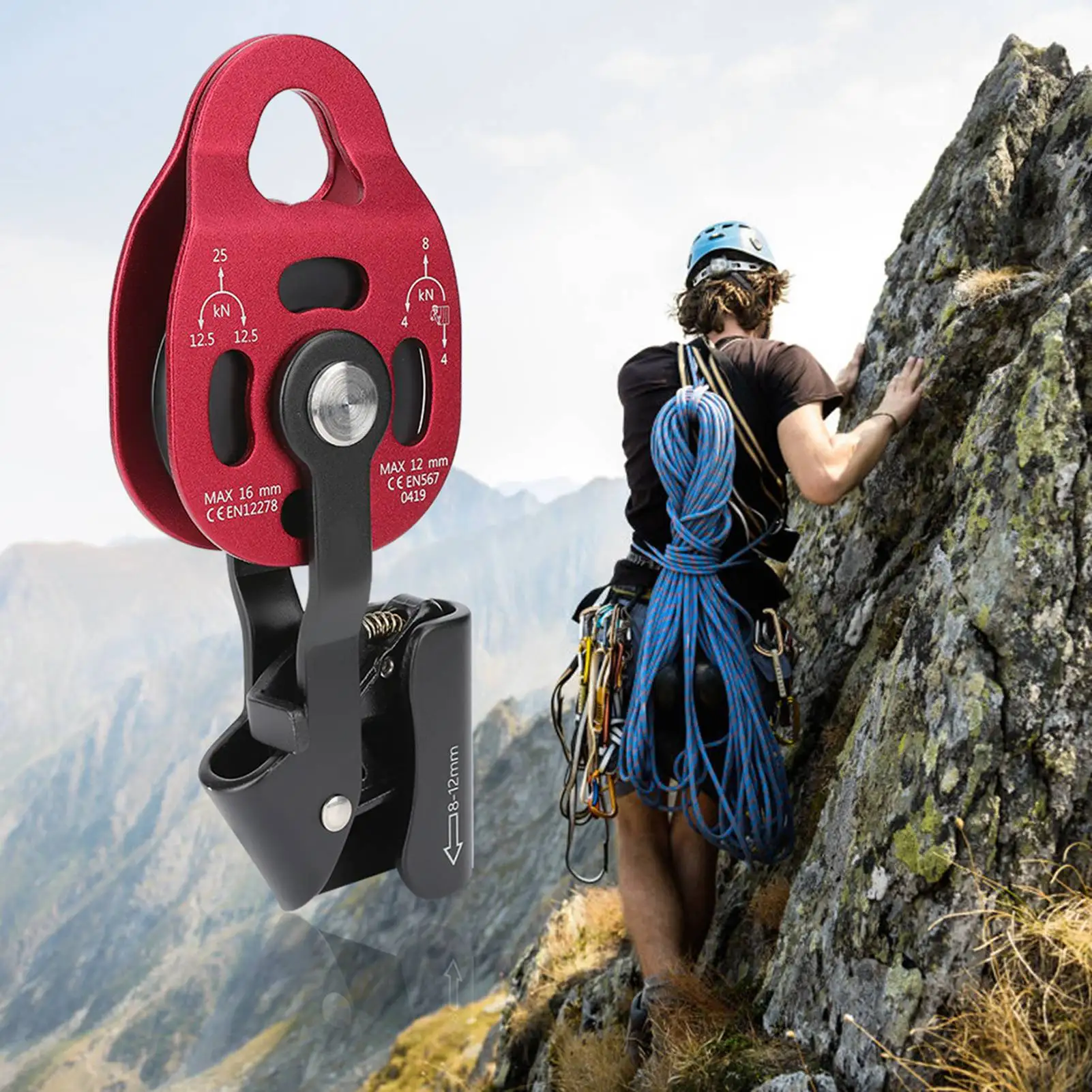

Pulley 4KN Aluminium Heavy Duty Single Swivel Rope Pulley Block for 8-12mm Rope Climbing Pulley Climbing Pulley Climbing Pulley