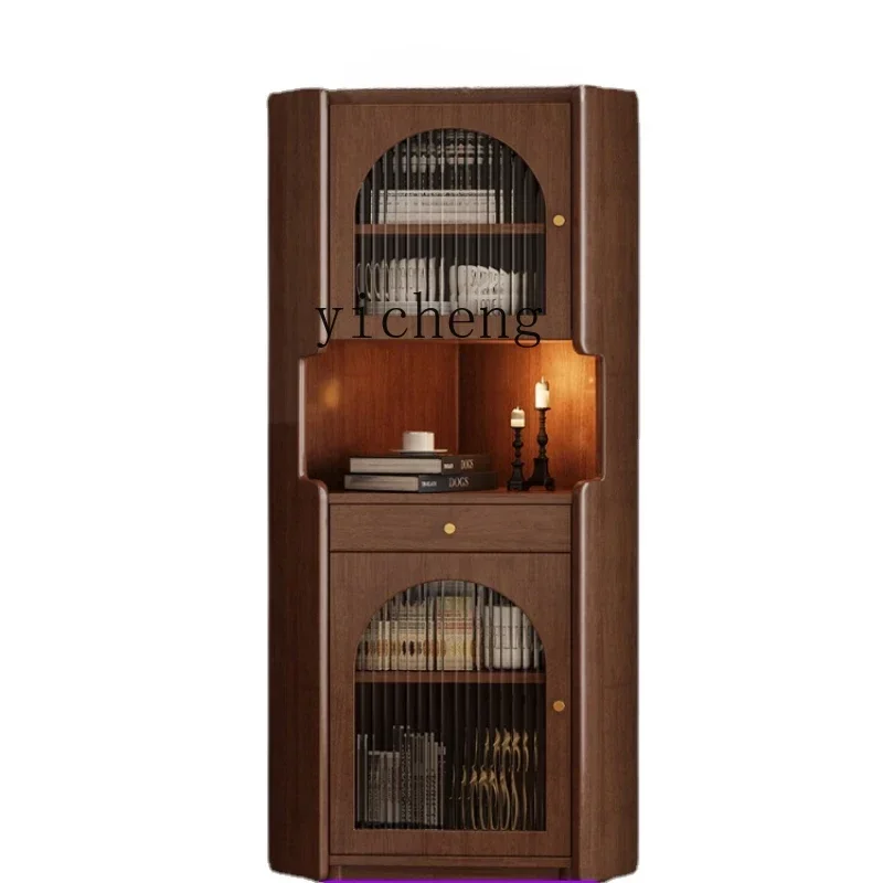 Solid Wood Corner Cabinet Corner Storage Cabinet Guest Restaurant Wall Corner Storage Organizer Triangle CabinetD9
