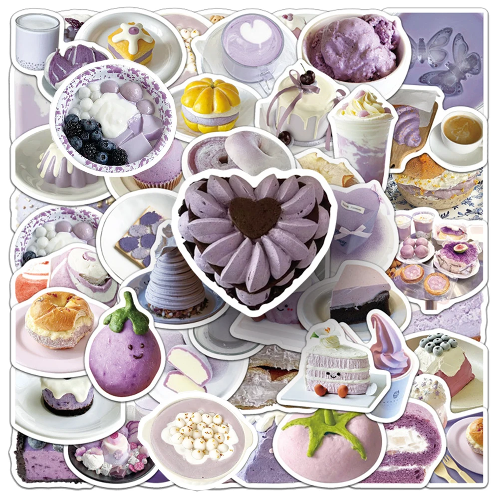 10/30/50枚入り インスタ映え タロイモペースト デザート風 エステティック デカール かわいい DIY 車 iPad ノートパソコン 冷蔵庫 壁 キュート キッズ DIY ステッカー