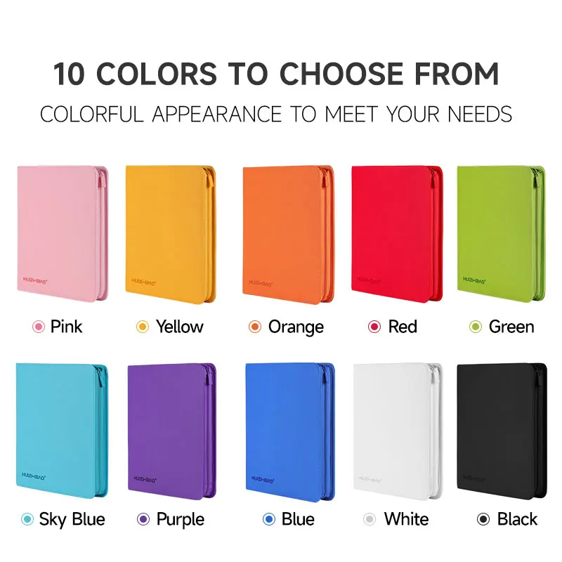 Macaron Color 9/12 Pocket Zipper Card Binder No Acid 360/480 Trading Card Holder Premium PU Leather Side Loading TCG Card Album