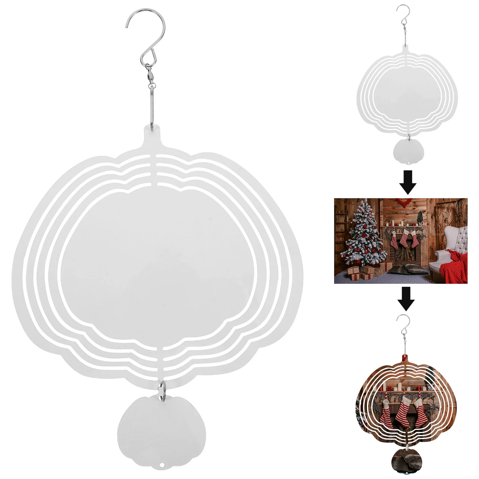 

Sublimation Aluminum Pumpkin Wind Spinner Blank Hanging Decor for Garden Yard Porch Door Outdoor Wind Spinner Craft