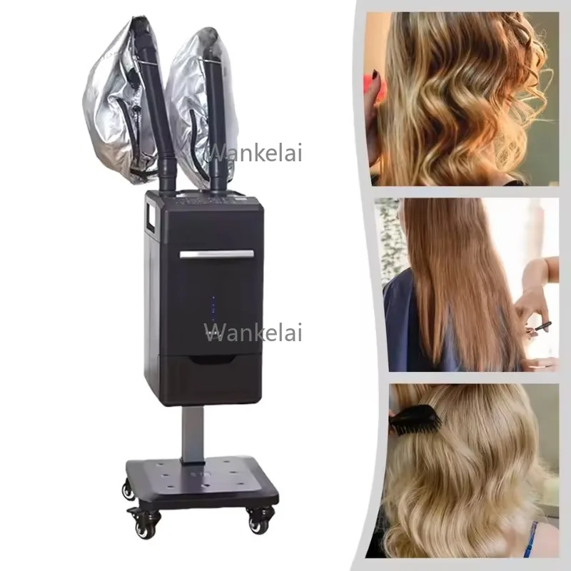 Professional Nano Mist Hair Steamer 2 Person Double Steam Pipe Salon Barbershop Hair Scalp Ozone Care Machine with Cap