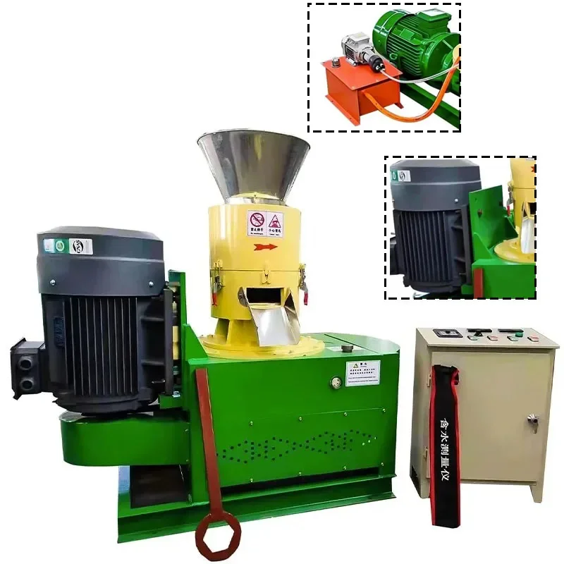 HL-200 Wood Pellet Machine 60-80KG/HBiomass Pellet Fuel Production Sawdust Shavings Rice Husk Straw Processing Granulator 7.5KW