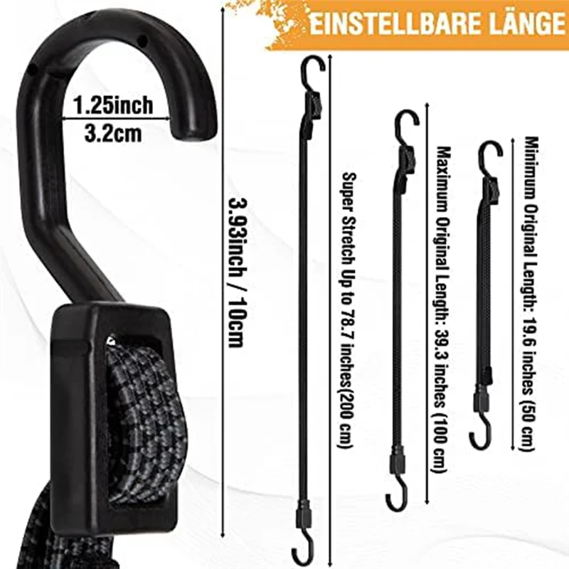 Adjustable Elastic StrapBungee with Hooks 4Pcs Expanders with Hooks 100cm Adjustable Elastic Strap for