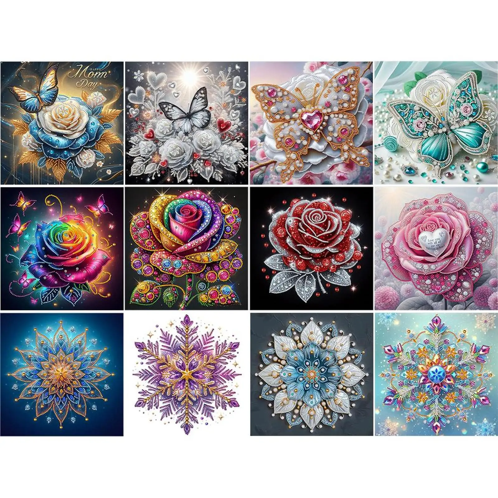 

4pcs 5D DIY Partial Special Shaped Drill Diamond Painting Flower Decor 30x30cm