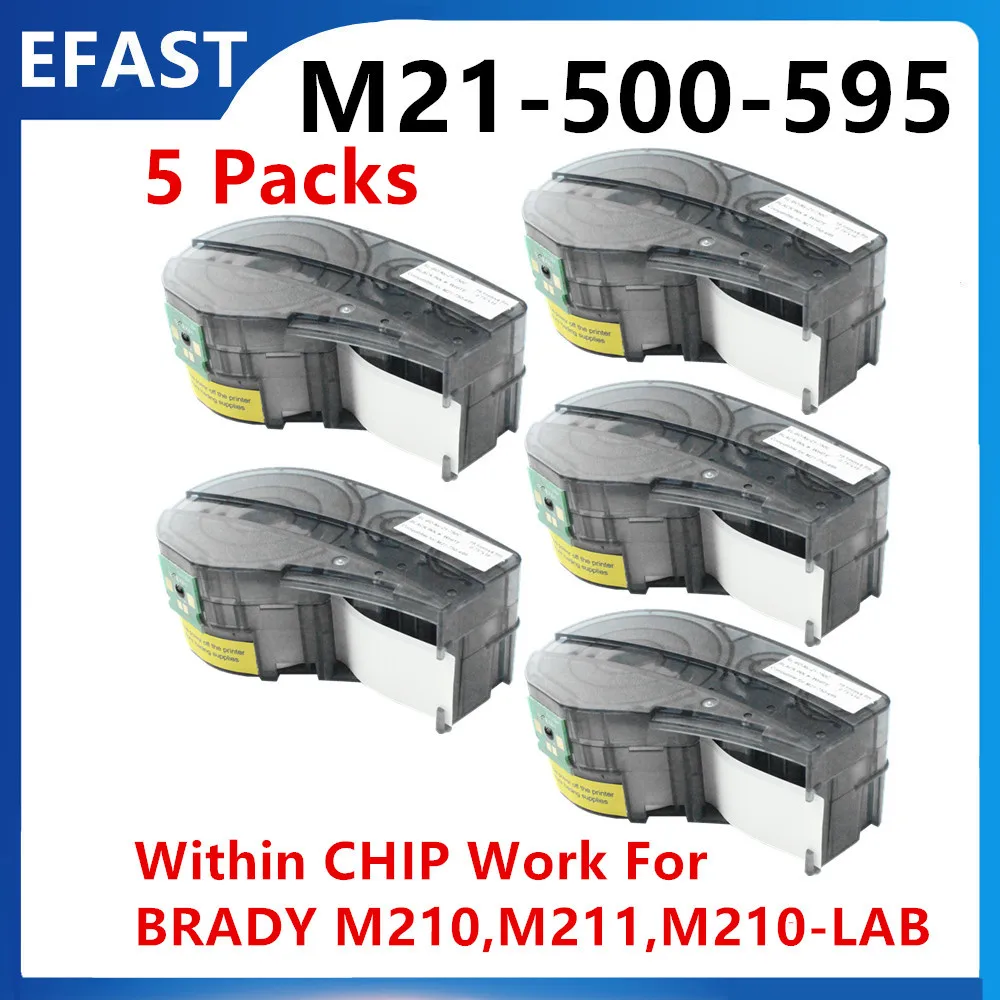 1~5PK Within CHIP M21-500-595-WT Vinyl Label Cartridge For Brady etiqueteuse M210 , M211 , M210-LAB Printer 12.7mm*6.4m