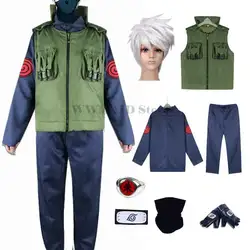 Men Women Kakashi Cosplay Costumes Hatake Green Vest Waistcoat Pants Mask Uniform Set Anime Costume