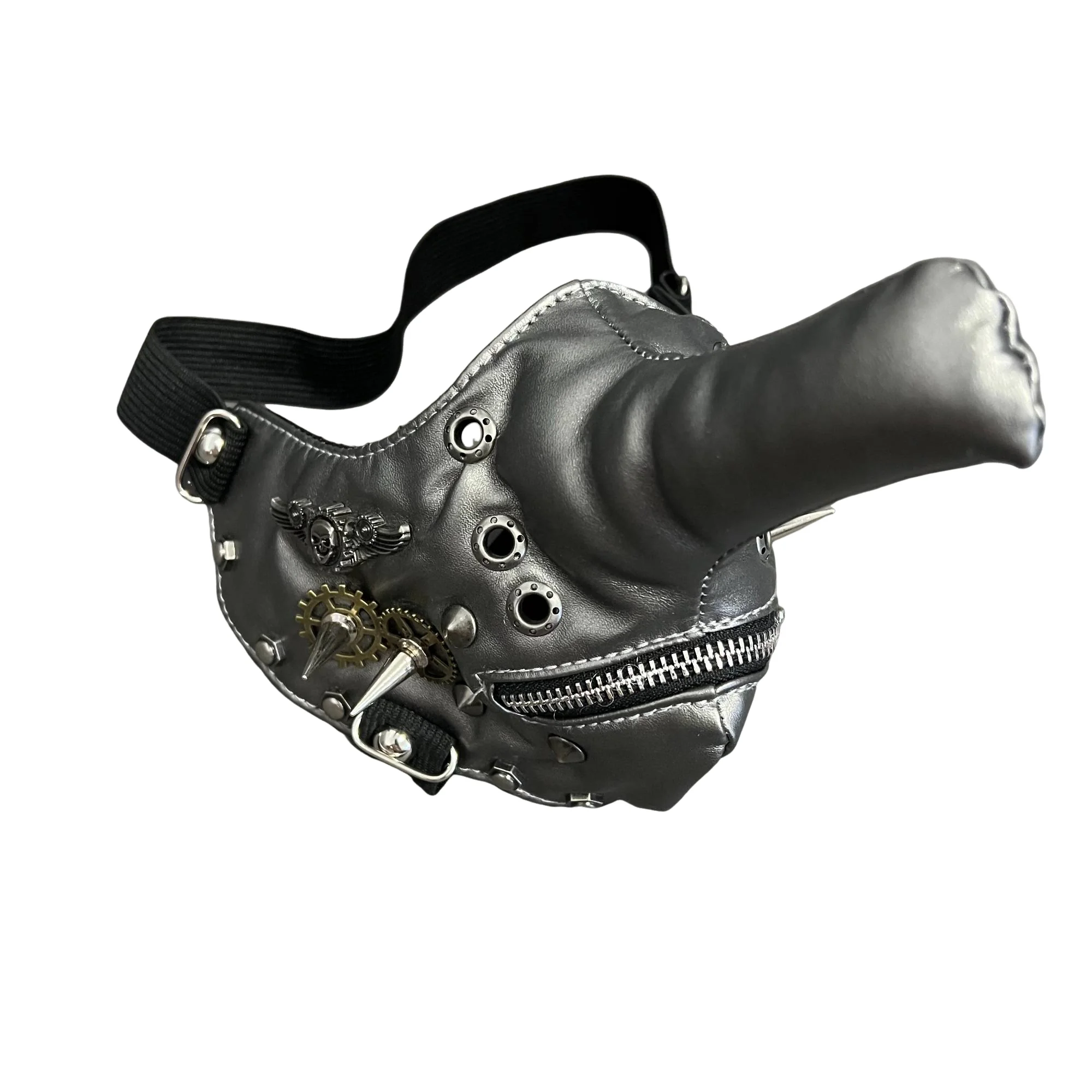 Masque en PU à long nez de style steampunk pour hommes et femmes, accessoires de cosplay, masque de moto, habillage de fête d'Halloween