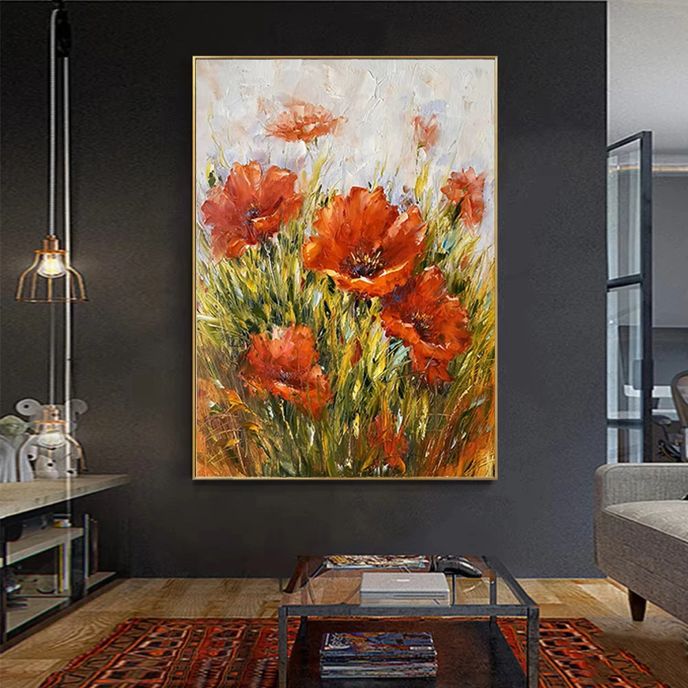 

Hand Painted Abstract Iris Painting On Canvas 3D Flower Painting Modern Flower Wall Art For Home Living Room Decorative Painting