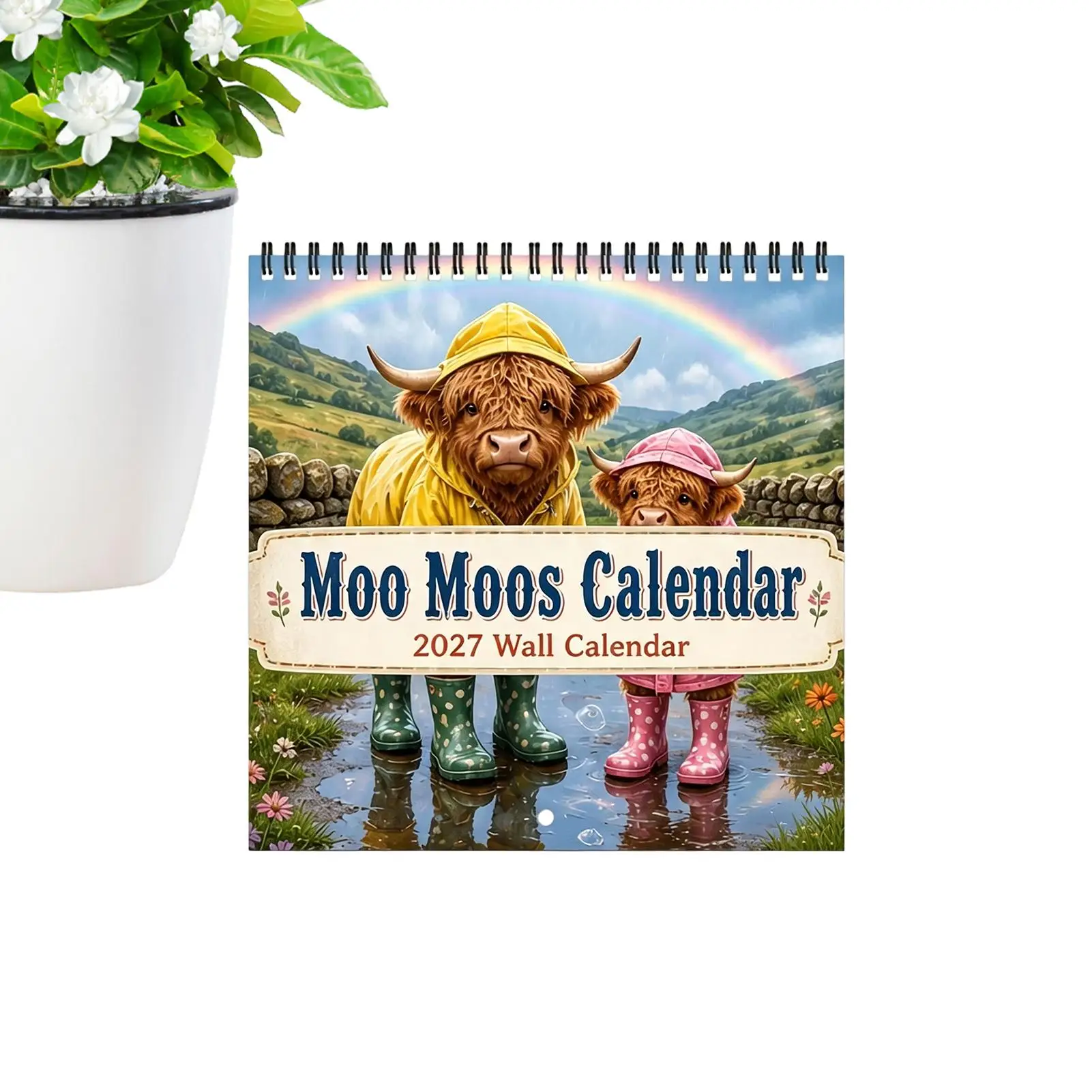 2027 Fun Highland Cow Wall Calendar 12-month Highland Cow Adventure Calendar Cow Prints Schedule Management Planner For Office