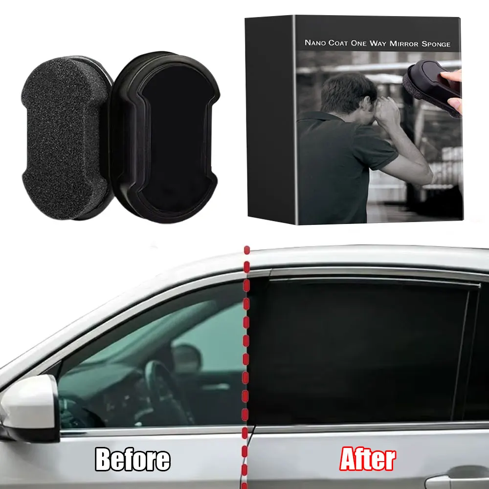 2pcs One-Way Privacy Vision Car Window Anti-Peep Cleaning Sponge Deep Clean Stain Dust All Glass Surfaces Compatible