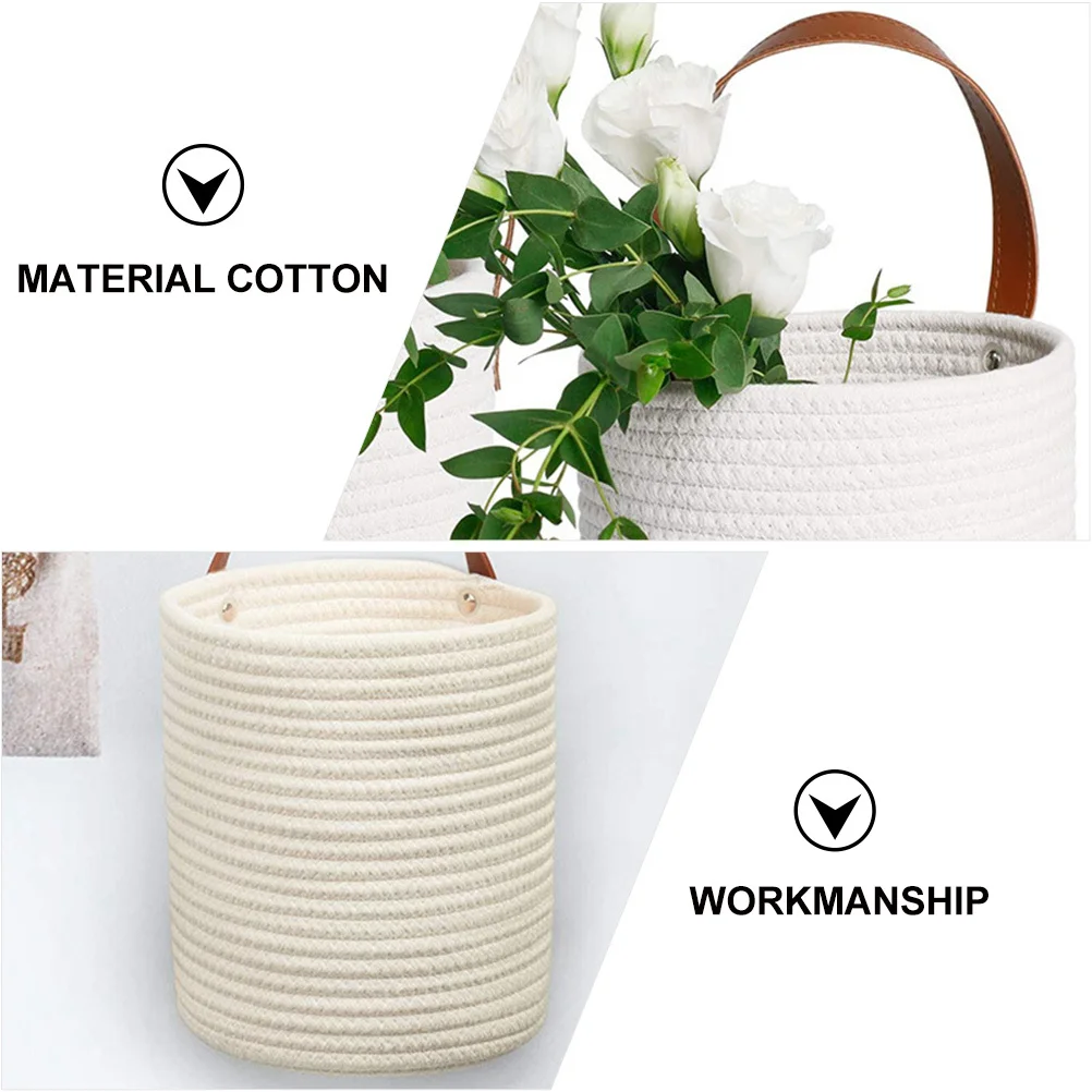 

2Pcs Hand Woven Plant Basket for Indoor Hanging Planter Baskets Wall Mounted Cotton Rope Storage Decorative Flower Pot Holder