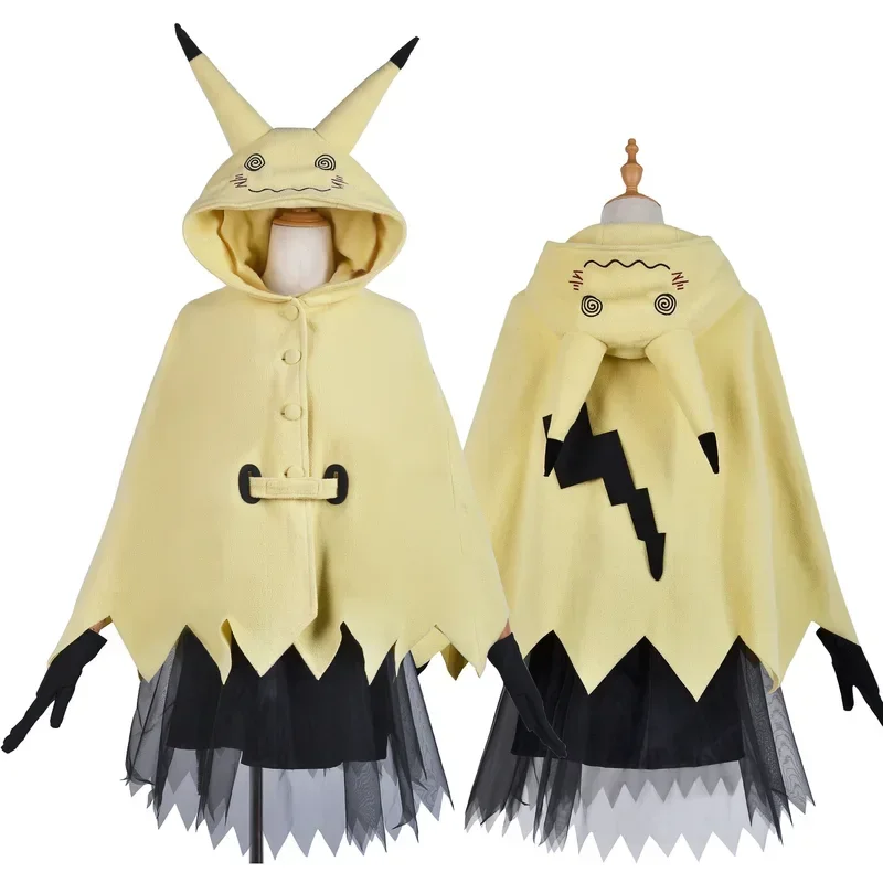 Mimikyu Cosaplay Anime disfraz de dibujos animados lindo mujer Kigurumi pijamas tela vestido Halloween adulto