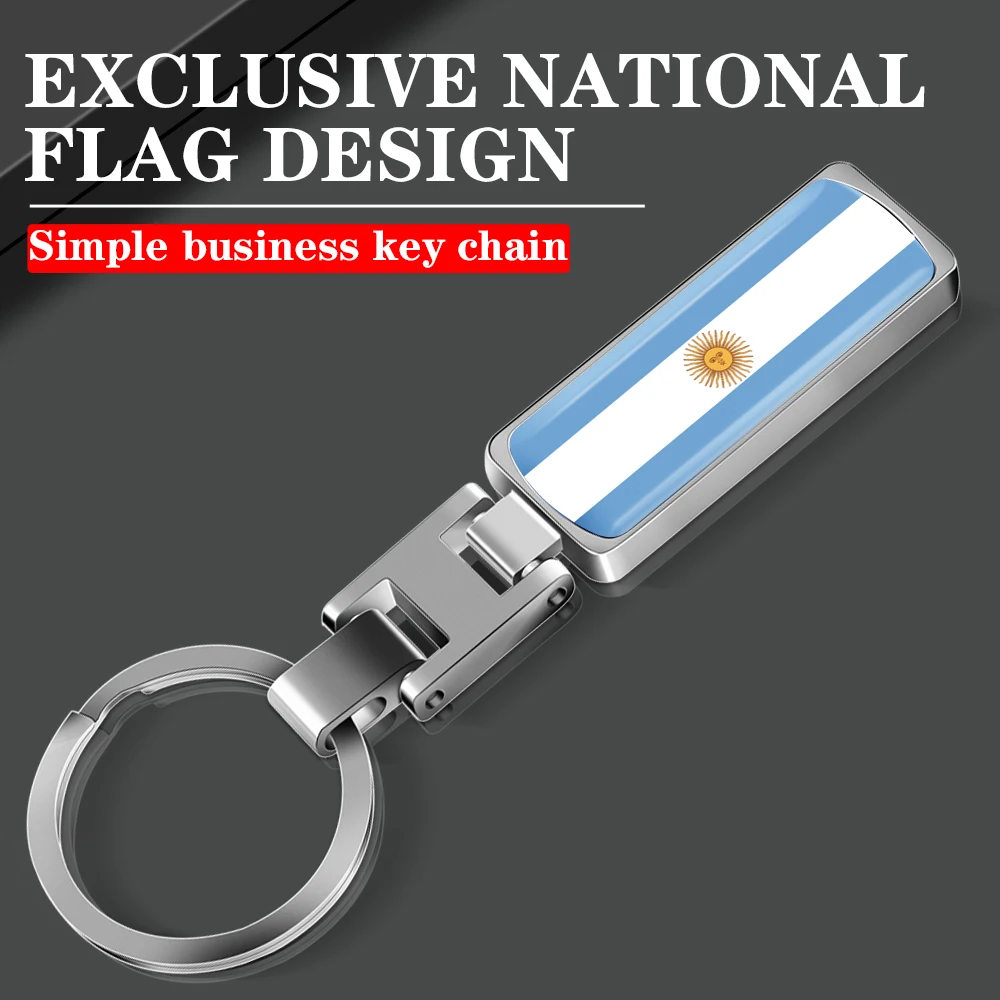 3D Metal Epoxy Logo Car Keychain World Football Match Argentina Nationl Flag Key Rings Pendant Souvenirs Decoration Accessories