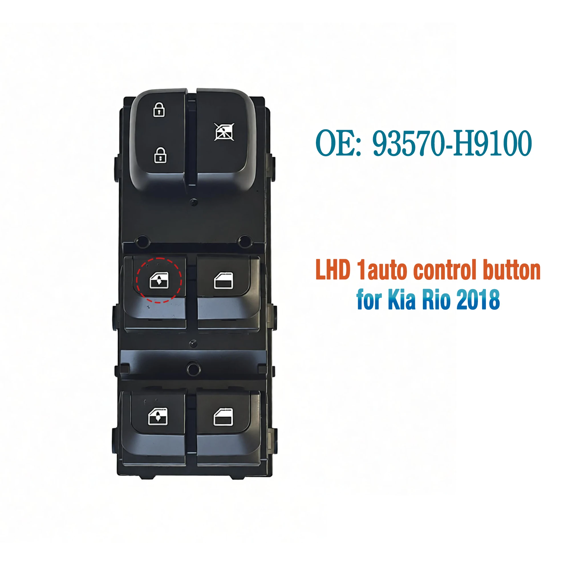 93570-H9100 93570H9100 para Kia Rio 2018-2023, botón de Control del elevador del interruptor de la ventana eléctrica principal del lado del conductor delantero izquierdo